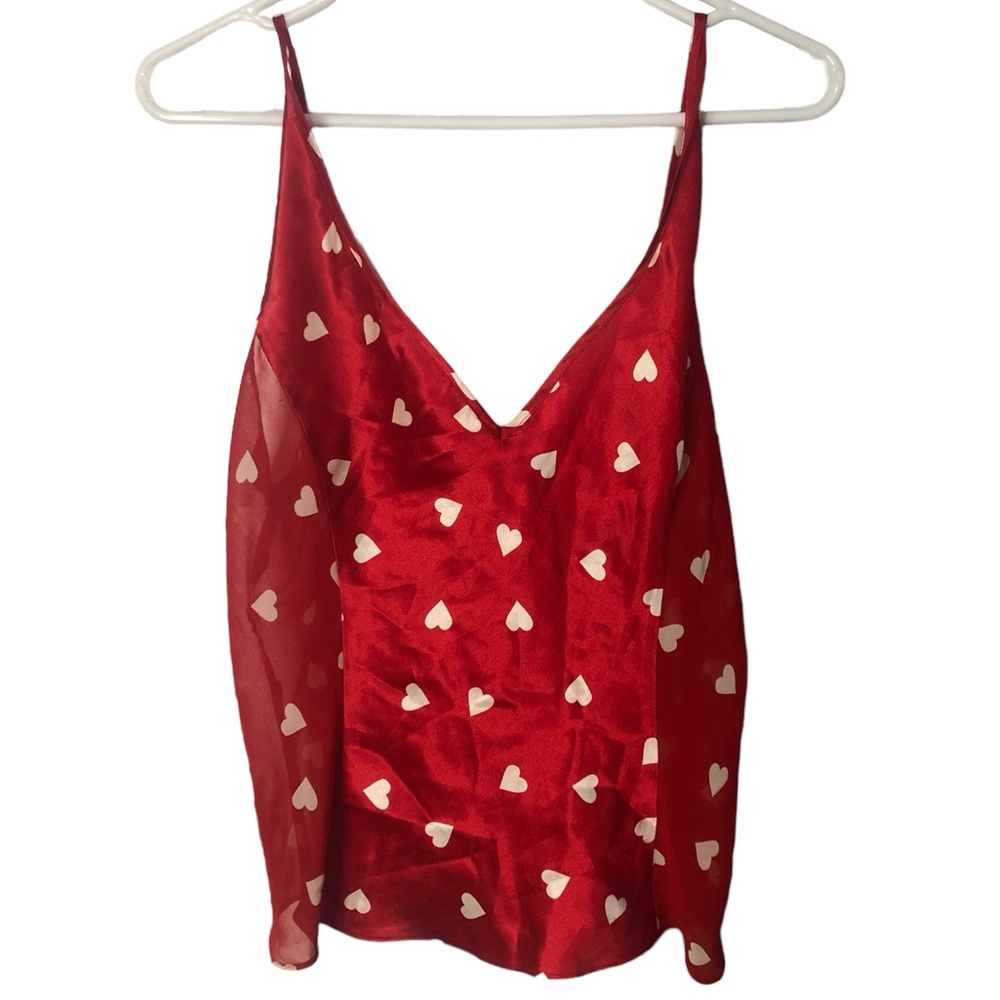 Morgan Taylor Intimates Satin Silky Hearts Tank Top